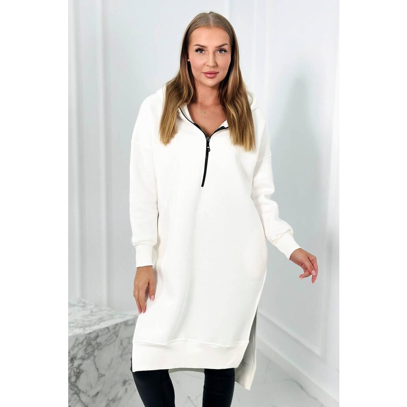 MladaModa Dlhá hrejivá mikina s kapucňou a rozparkami model 9301 farba 46496308