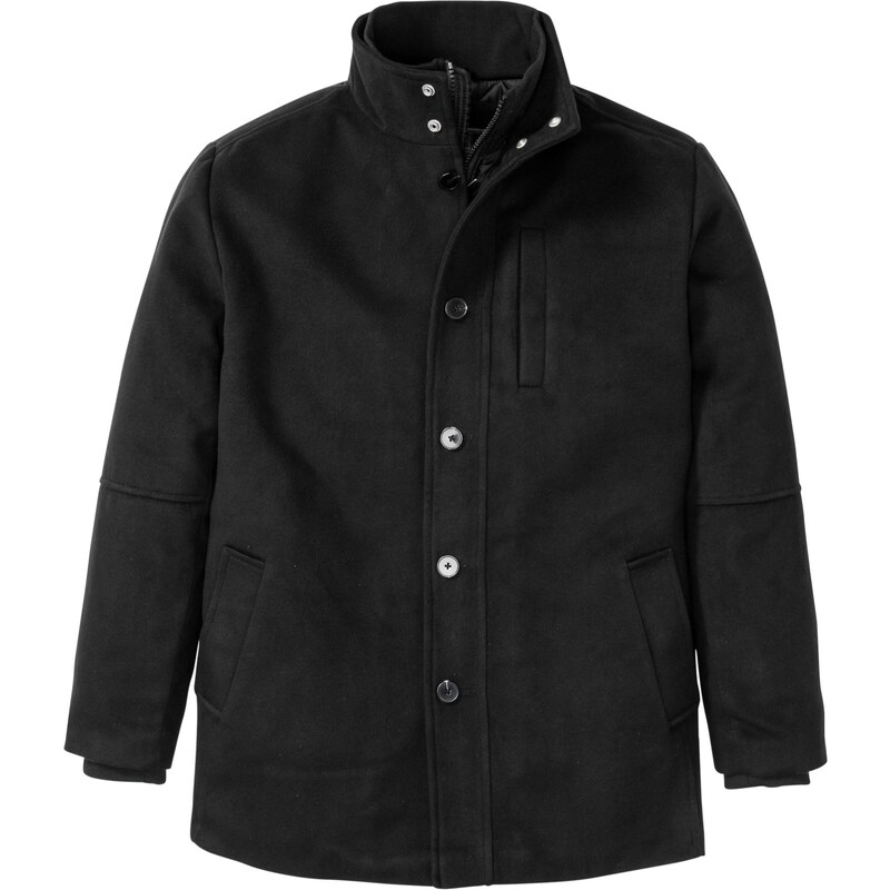 bonprix Zimná bunda vo vlnenom vzhľade, farba čierna 44790206