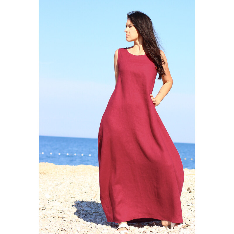 Autorské české maxi šaty Lotika 100% lan Premium quality 57402207