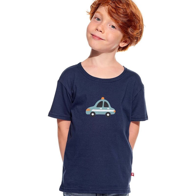 Piskacie Chlapčenské tričko polícia, farba tmavomodrá, veľkosť 86