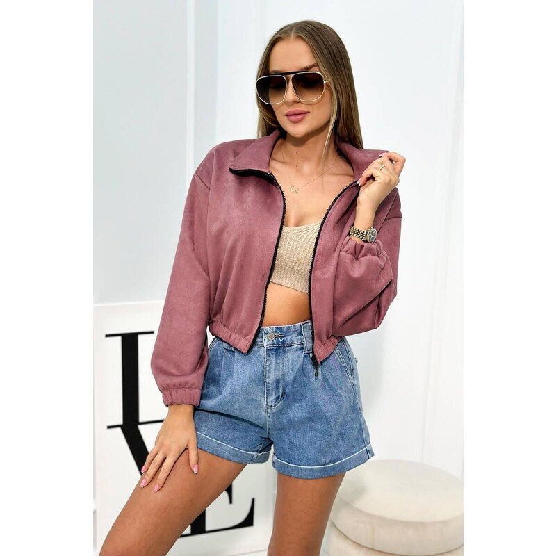 MladaModa Semišová mikina na zips model 69521 staroružová 46519938