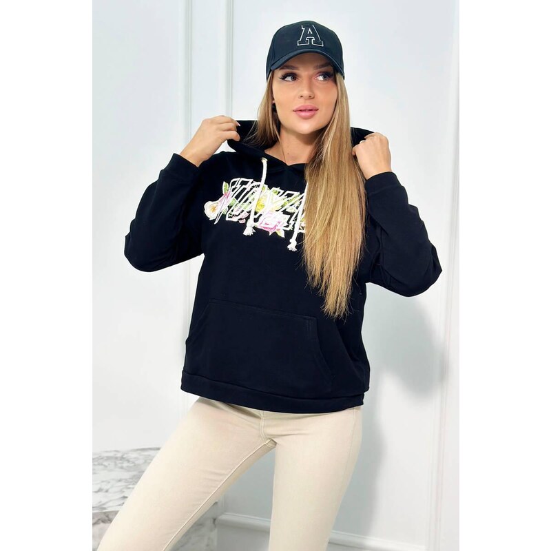 MladaModa Mikina s vyšívaným nápisom Voyage čierna 46519934