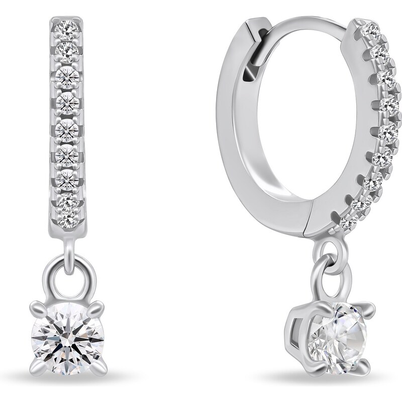 Brilio Silver Blyštivé kruhové náušnice so zirkónmi EA882W 66580380