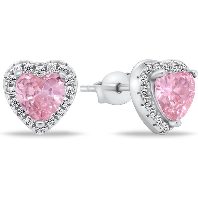 Brilio Silver Romantické strieborné náušnice so zirkónmi Srdiečka 66586167