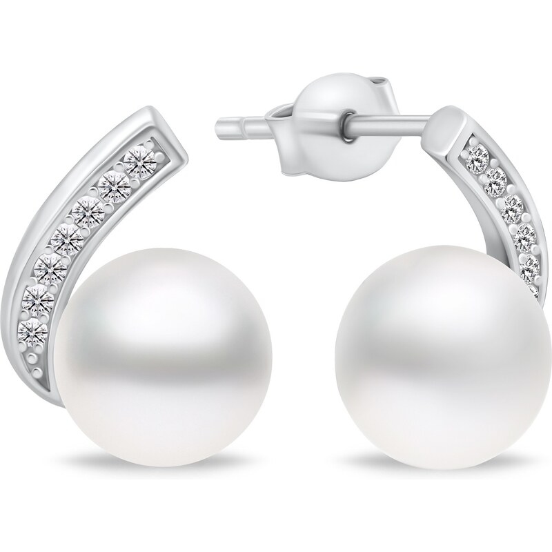 Brilio Silver Pôvabné strieborné náušnice s perlami EA907W 66583603