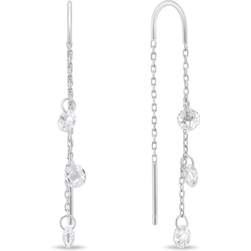 Brilio Silver Slušivé retiazkové náušnice so zirkónmi EA895W 66590307