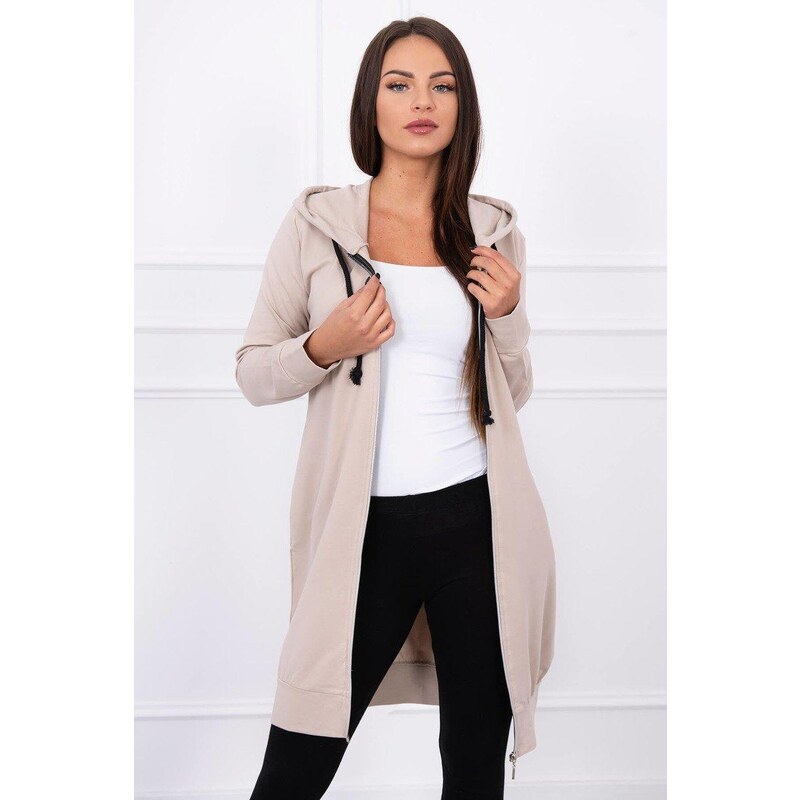 MladaModa Predlžená mikina s kapucňou svetlá béžová 7107302