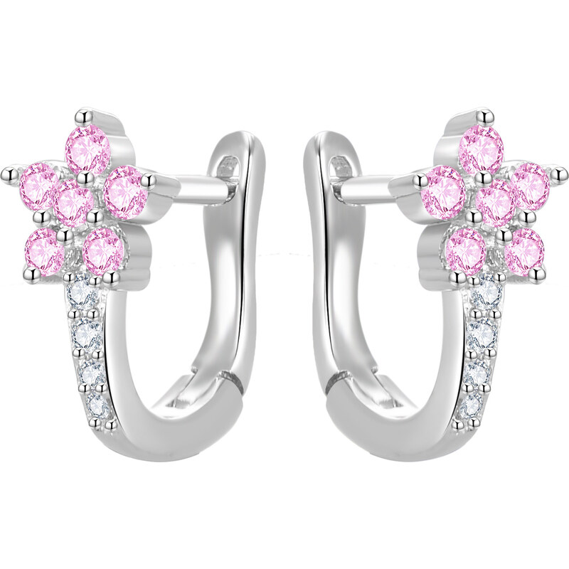 Beneto Slušivé kvietkové náušnice so zirkónmi AGUC3334-P 66588023