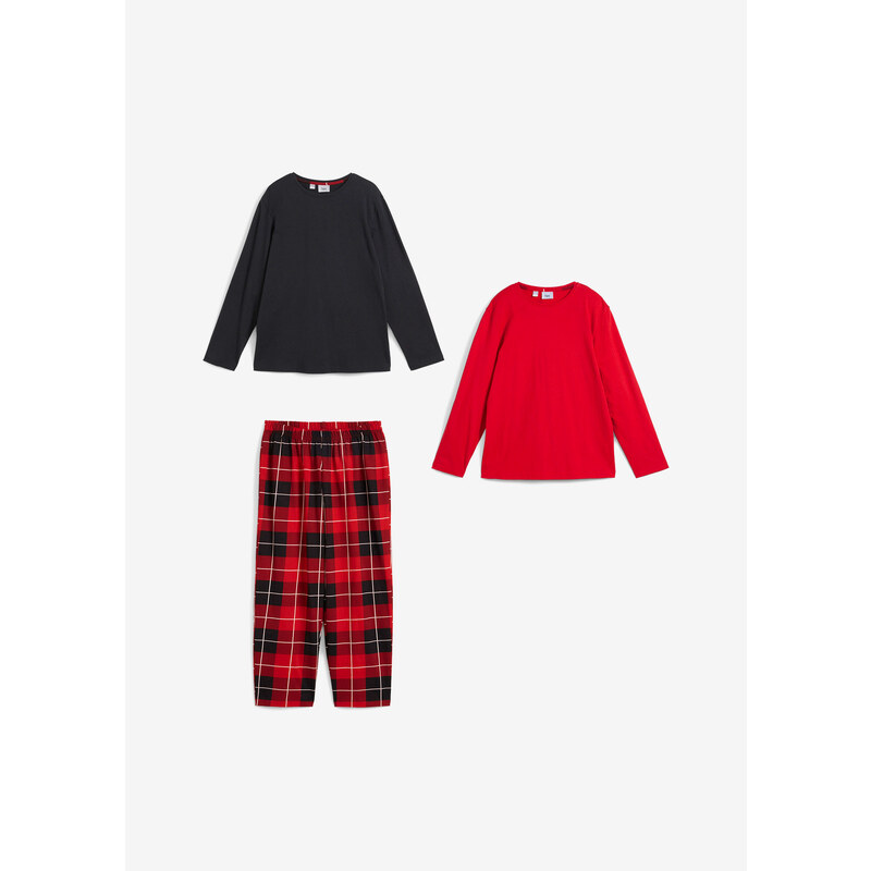 bonprix Detské pyžamo (3-dielne), farba červená