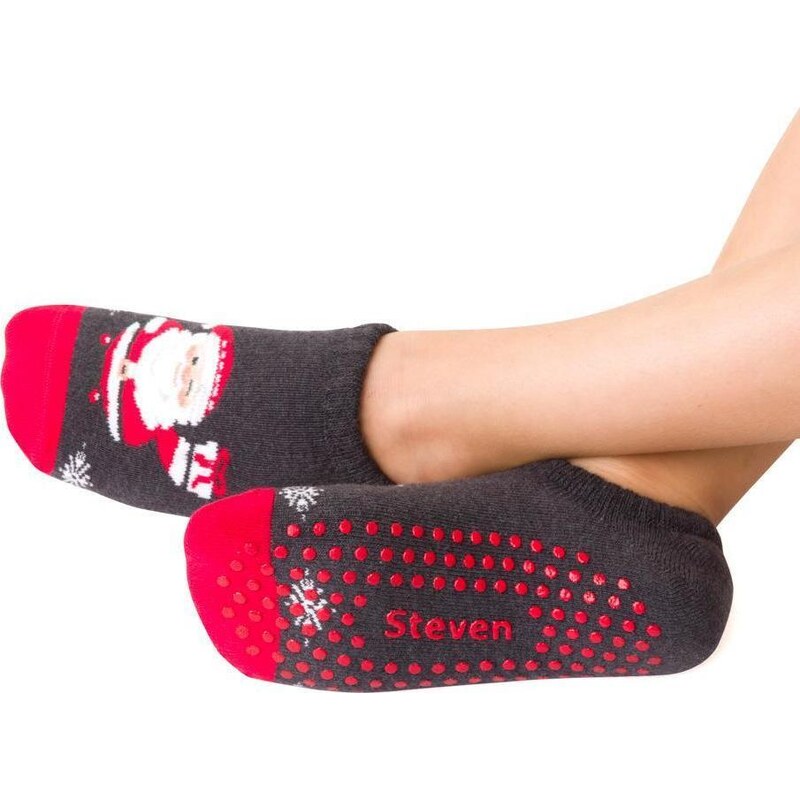 STEVEN Tmavosivé detské vianočné ponožky so Santom Art.134 XG068, 46536400