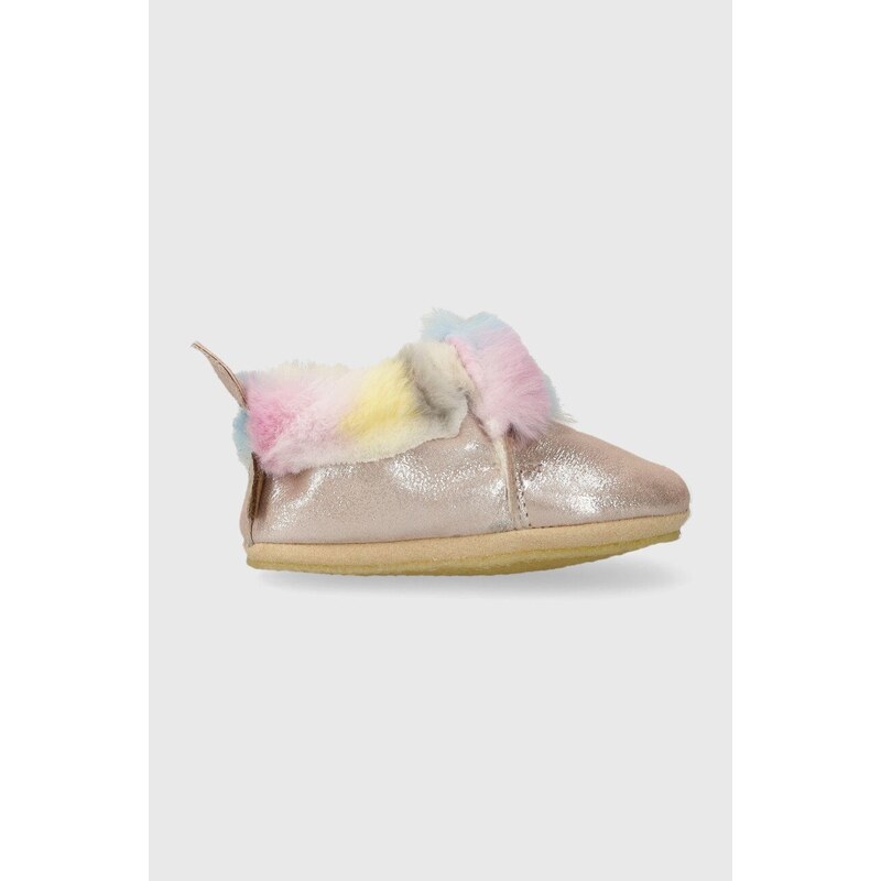 Detské semišové papuče Shoo Pom ružová farba