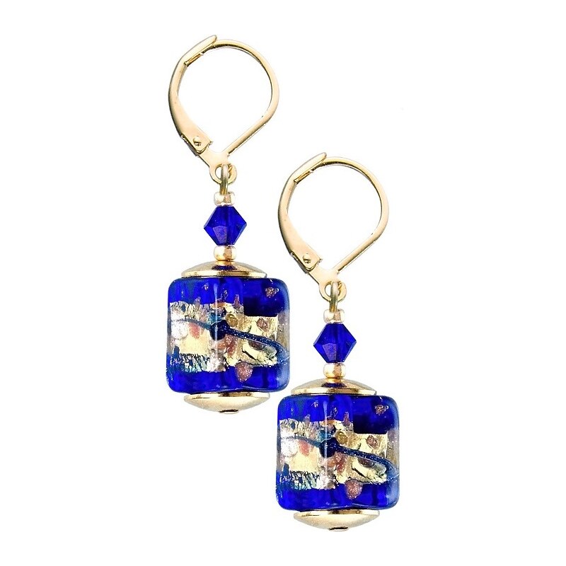 Lampglas Prekrásne náušnice Blue Passion s 24-karátovým zlatom v 66586092