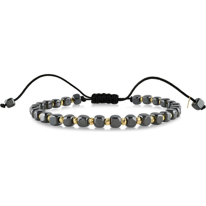 Lillian Vassago Zlatý šnúrkový náramok s hematitmi LLV07-GB025 46547350