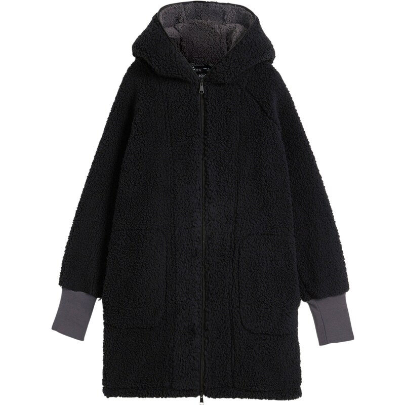 bonprix Kožušinková flísová bunda, farba čierna 46552043