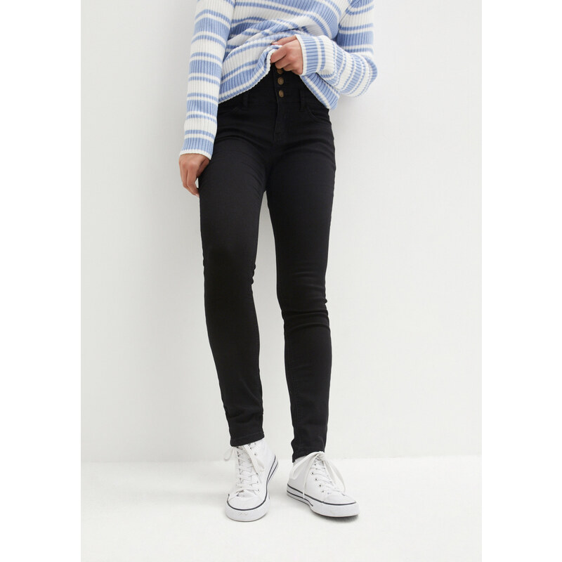 bonprix Skinny džínsy, high waist, shaping, termo, farba čierna 46552172