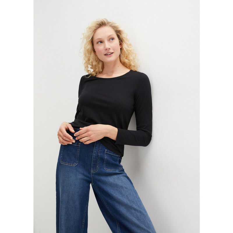 bonprix Tričko s dlhým rukávom, 2 ks v balení, farba čierna 66456272