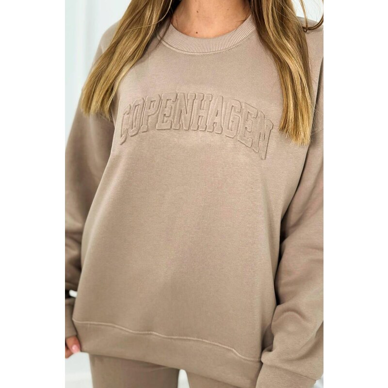 MladaModa Zateplená tepláková súprava Copenhagen tmavá béžová 46552238