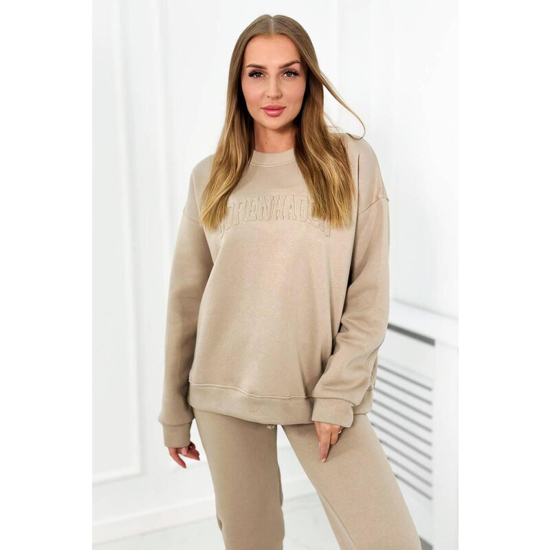 MladaModa Zateplená tepláková súprava Copenhagen svetlá béžová 46552240