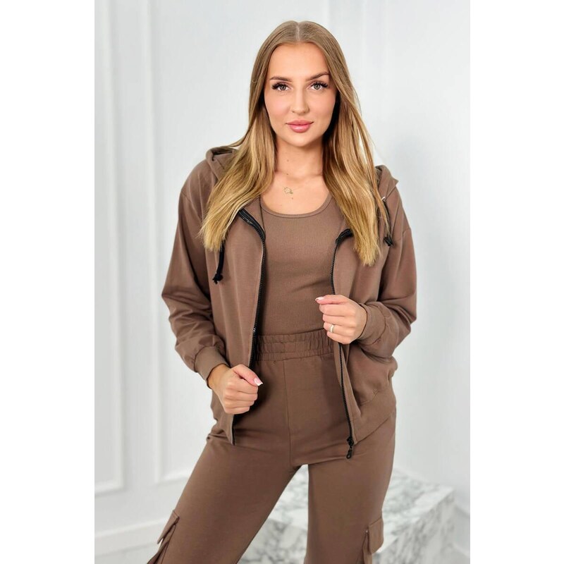 MladaModa 3-dielna súprava mikiny, topu a teplákov model 9588 farba 46552259