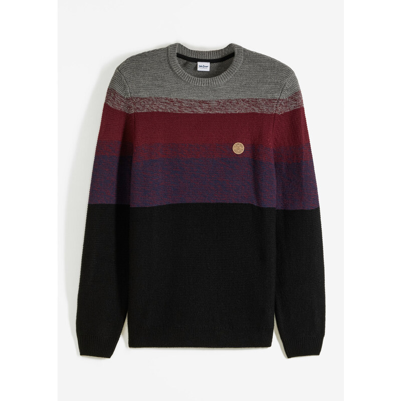 bonprix Jemne pletený pulóver s farebným prielivom, farba šedá 46473121