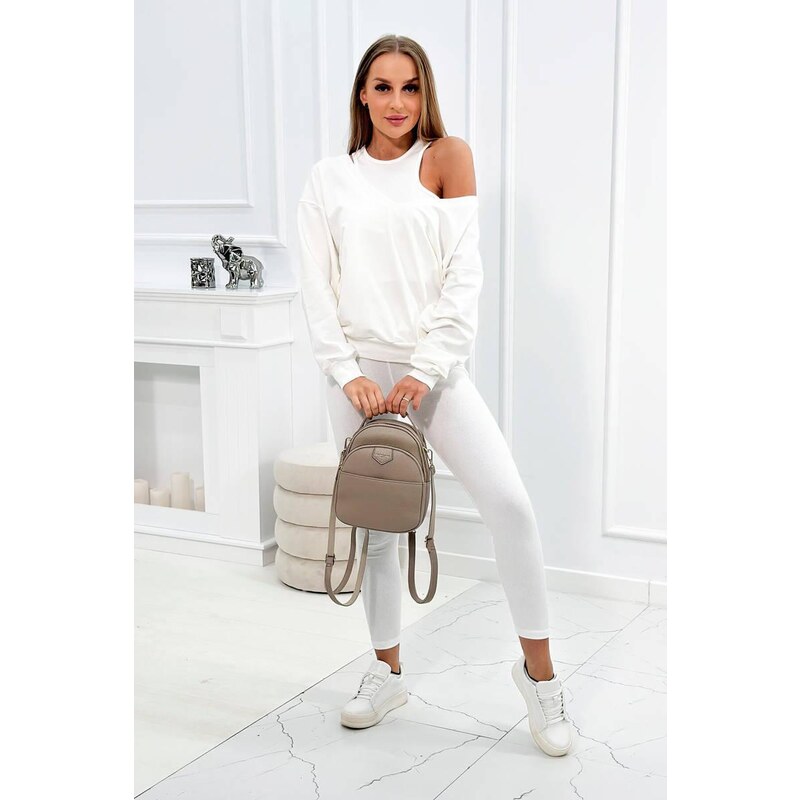 MladaModa 3-dielny set mikina + top + legíny model 9441 farba ecru 46552317