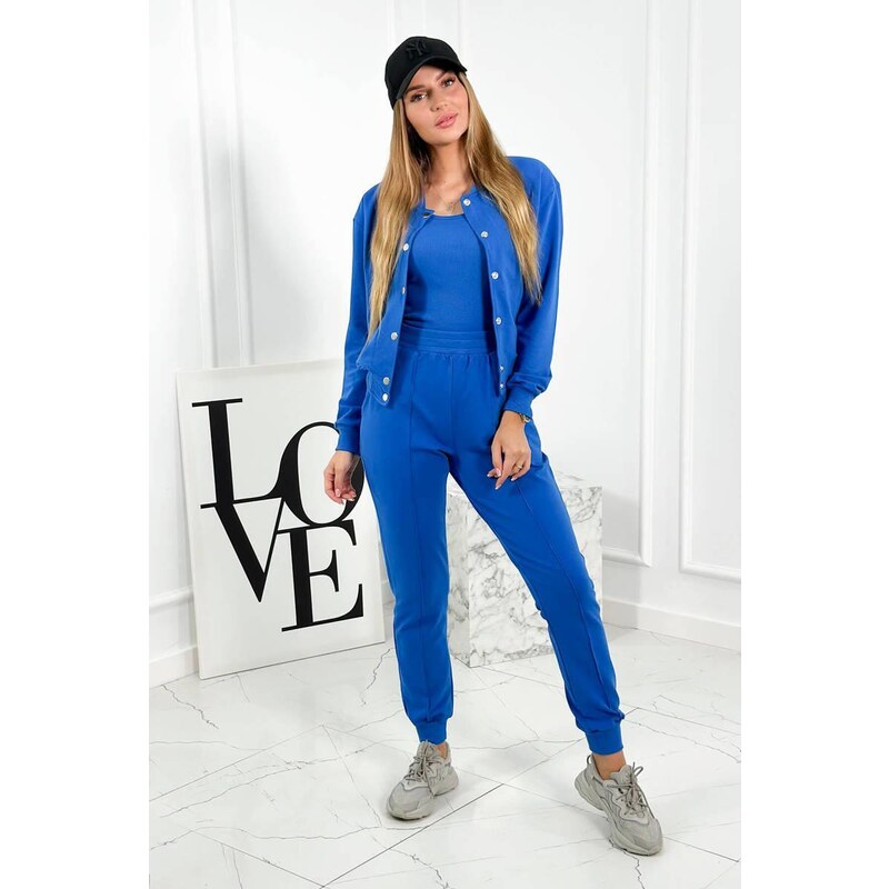 MladaModa 3-dielna súprava mikiny, topu a legín model 7161 kráľovská 46552333