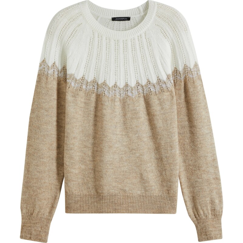 bonprix Ažúrový pulóver, farba béžová 46552540