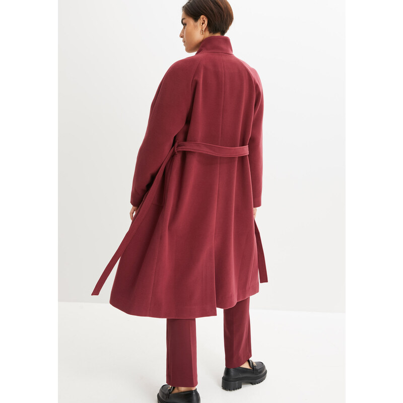 bonprix Kabát vo vlnenom vzhľade, farba červená