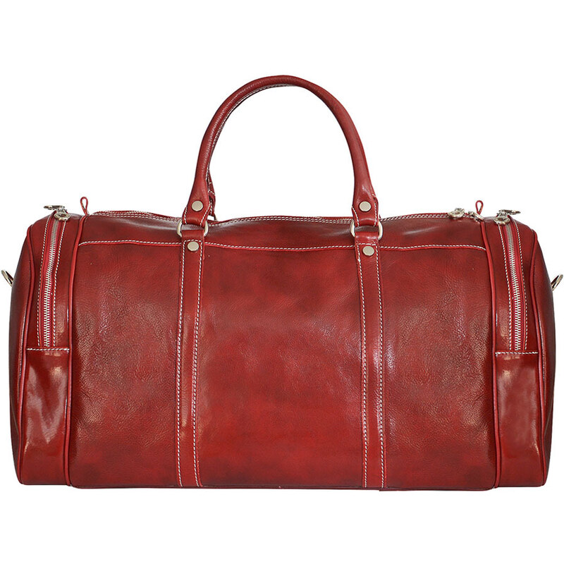 Lamour LI530 červená veľká kvalitná kožená cestovná taška 54cm/40l