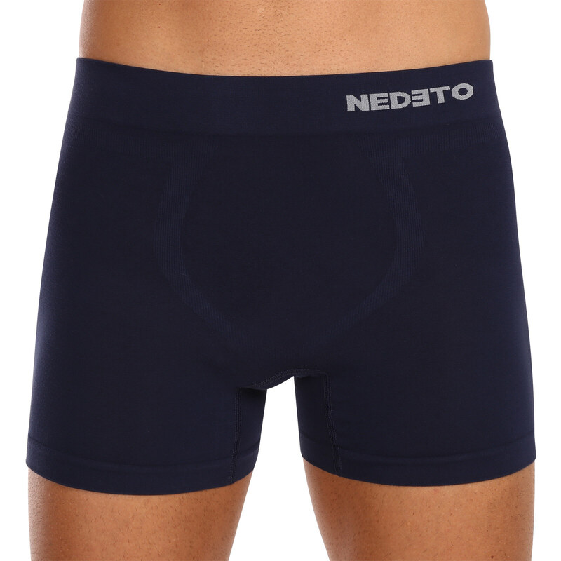 Pánske boxerky Nedeto bezšvové bambusové modre (NDTB002S) 46571322