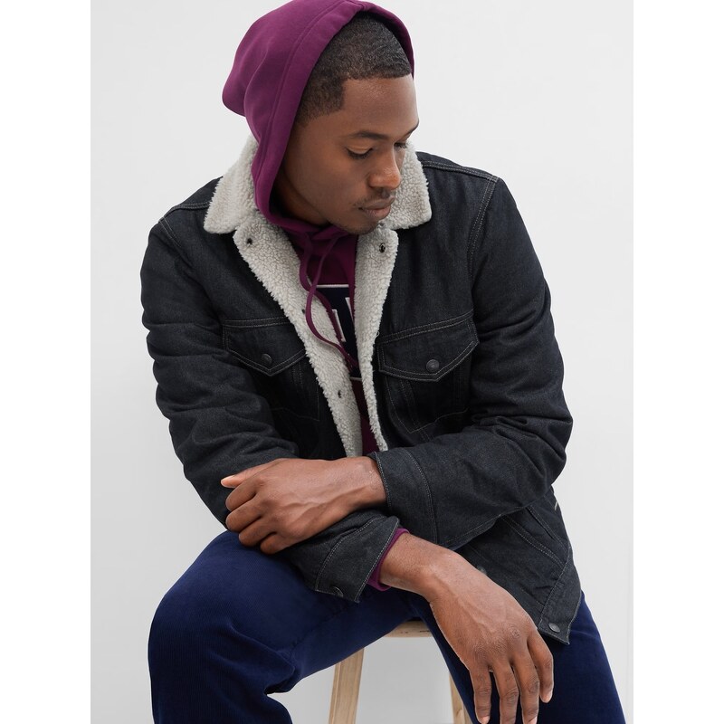 Tmavomodrá pánska džínsová zateplená bunda GAP 50539690