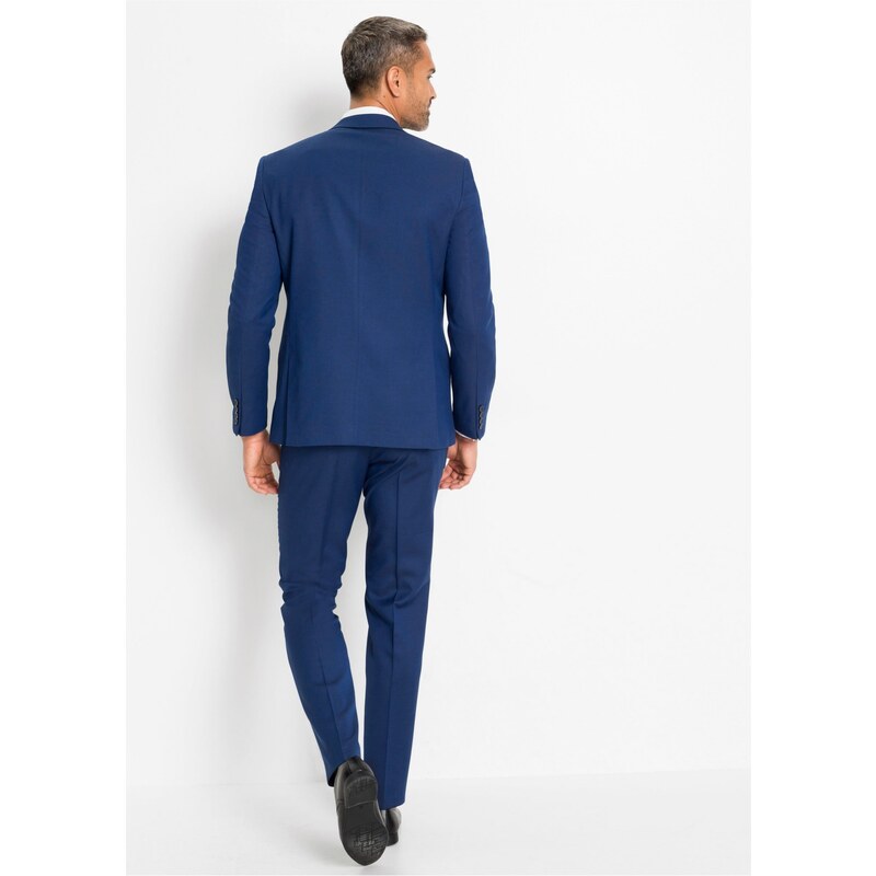 bonprix 3-dielny oblek: sako, nohavice, kravata, Slim Fit, farba modrá