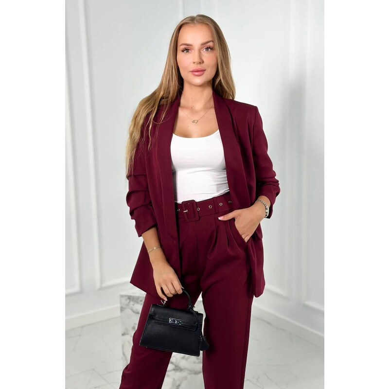 MladaModa Elegantná súprava saka a nohavíc model 80172K bordová 49210466