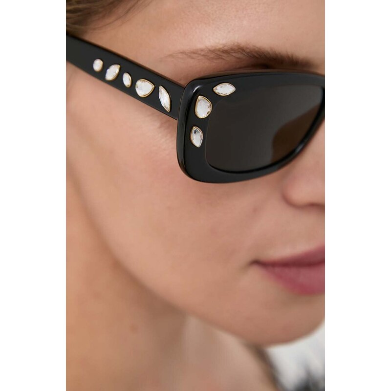 Slnečné okuliare Swarovski 5679545 DEXTERA ORGANIC dámske, čierna farba