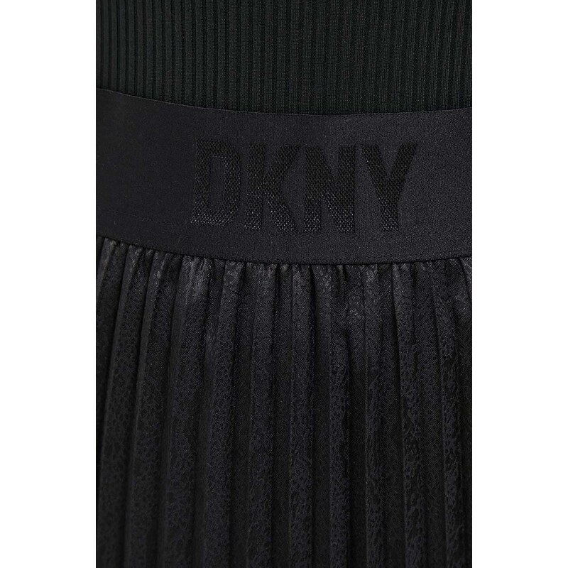 Sukňa Dkny čierna farba, midi, áčkový strih, P34N6CVM