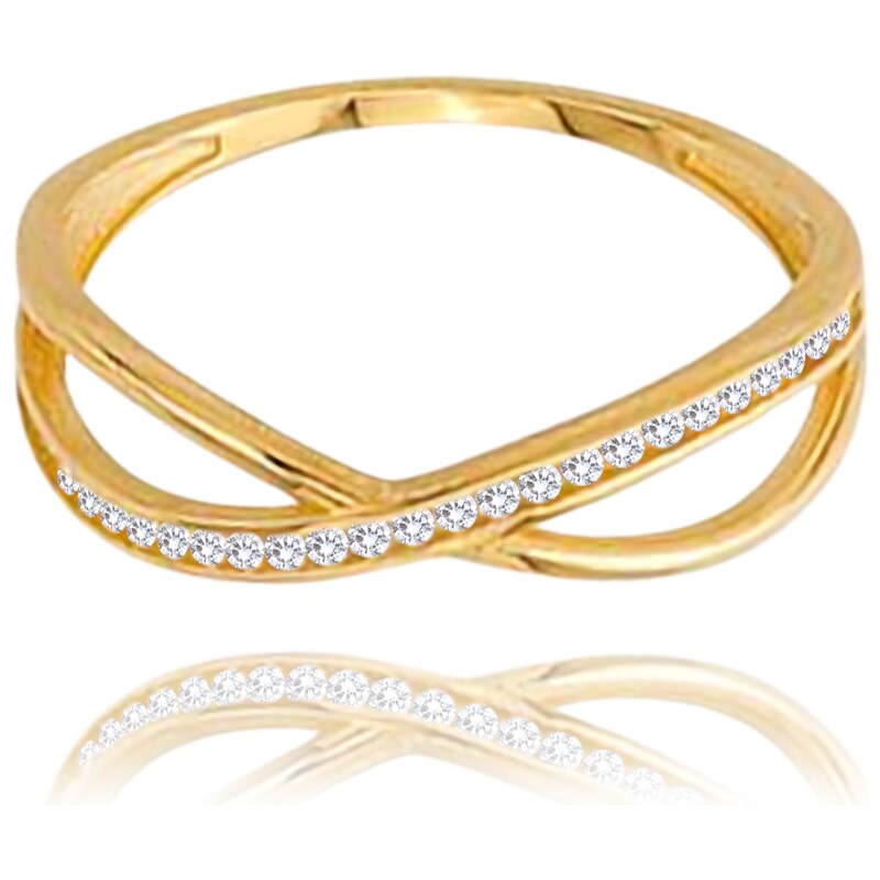 OLIVIE MINET Zlatý prsteň s bielymi zirkónmi Au 585/1000 60964938