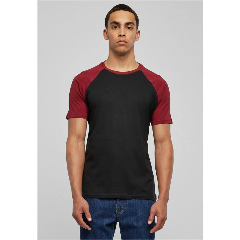 Urban Classics Raglan contrasting t-shirt blk/burgundy 50685517