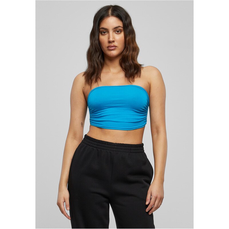 Urban Classics Dámske bandeau tričko v tyrkysovej farbe 50641358