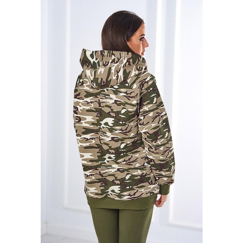 MladaModa 3-dielna súprava maskáčovej mikiny, topu a legín model 9615 46952273