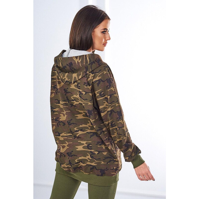 MladaModa 3-dielna súprava maskáčovej mikiny, topu a legín model 9615 46952274