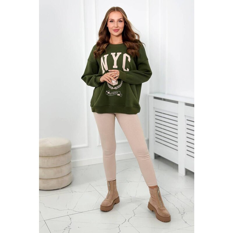 MladaModa Bavlnená súprava zateplenej mikiny a legín model 9594 farba 46952292