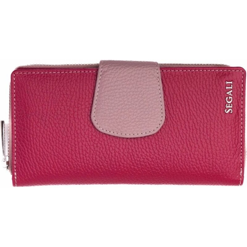 SEGALI Dámska kožená peňaženka SG-27617 růžová 46365007