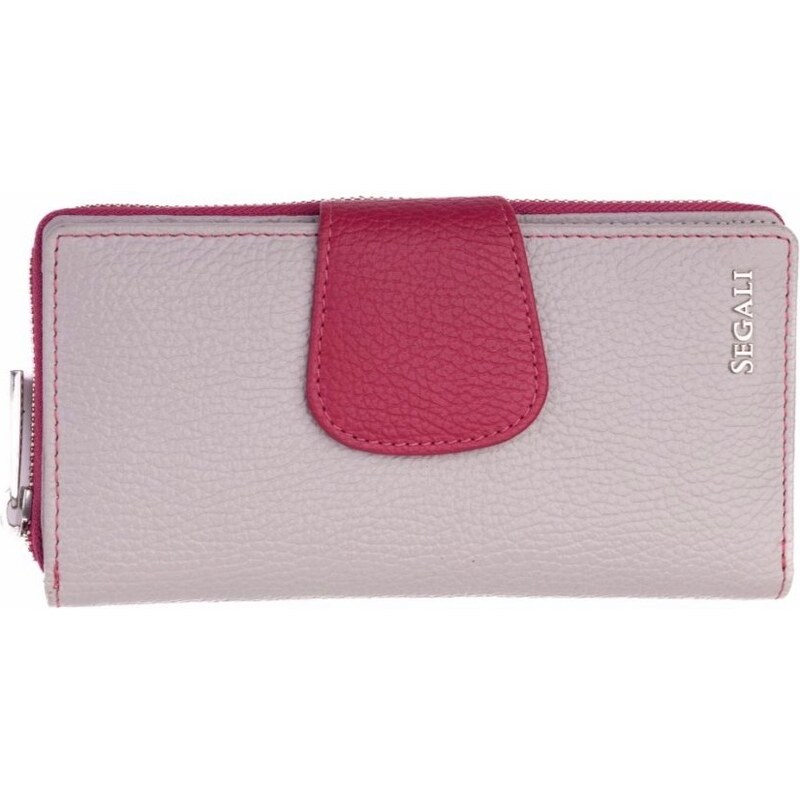 SEGALI Dámska kožená peňaženka SG-27617 siva/růžová 46365008