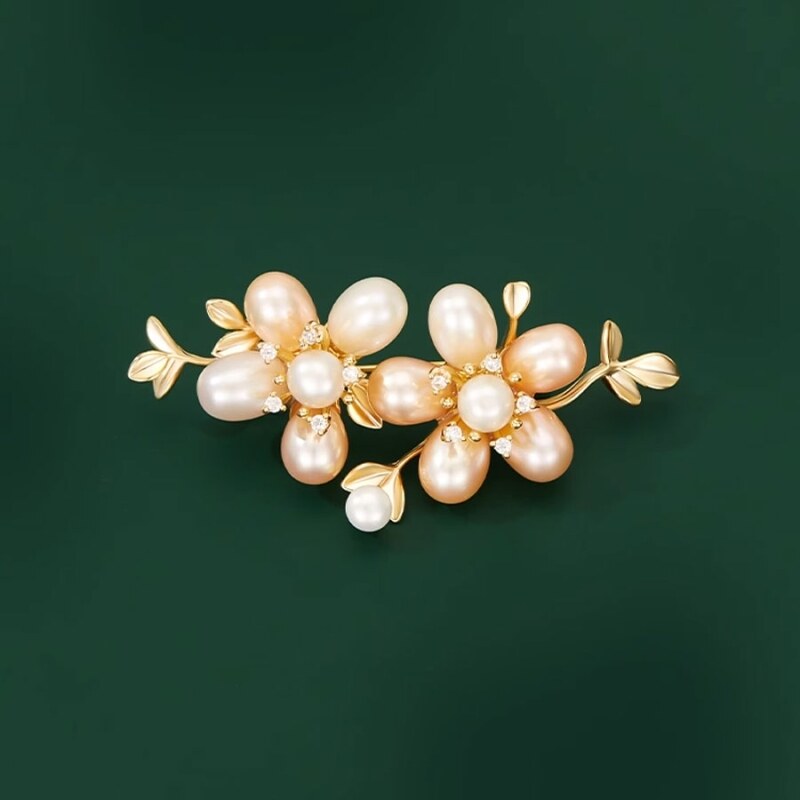 Éternelle Luxusní perlová brož se zirkony Yvette