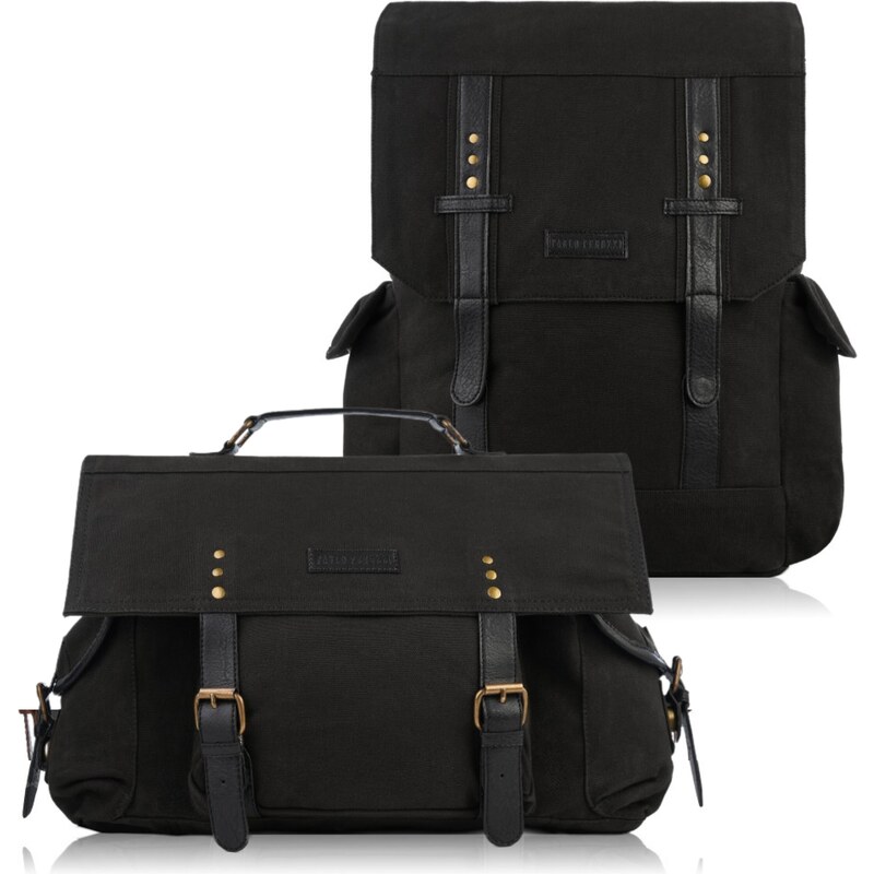 PAOLO PERUZZI Pánsky set batoh + taška na laptop ZUP-93-BL | čierna 46668239