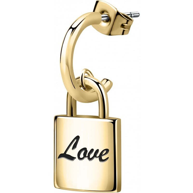 La Petite Story Módna pozlátená single náušnica Visiaci zámok 66588982