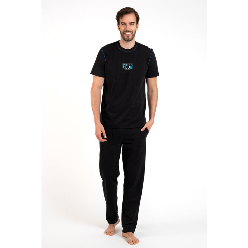 Italian Fashion Pánske bavlnené pyžamo s krátkym rukávom Club čierne, 46708329