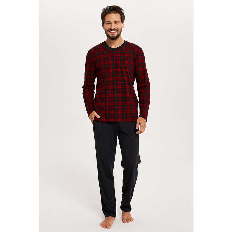 Italian Fashion Pánske bavlnené pyžamo Elias čierne, Farba čierna 46708330