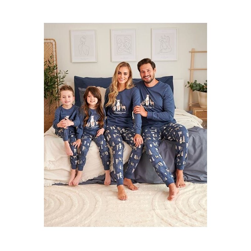 DN Nightwear Dámske pyžamo Best friends s lesnými zvieratkami modré