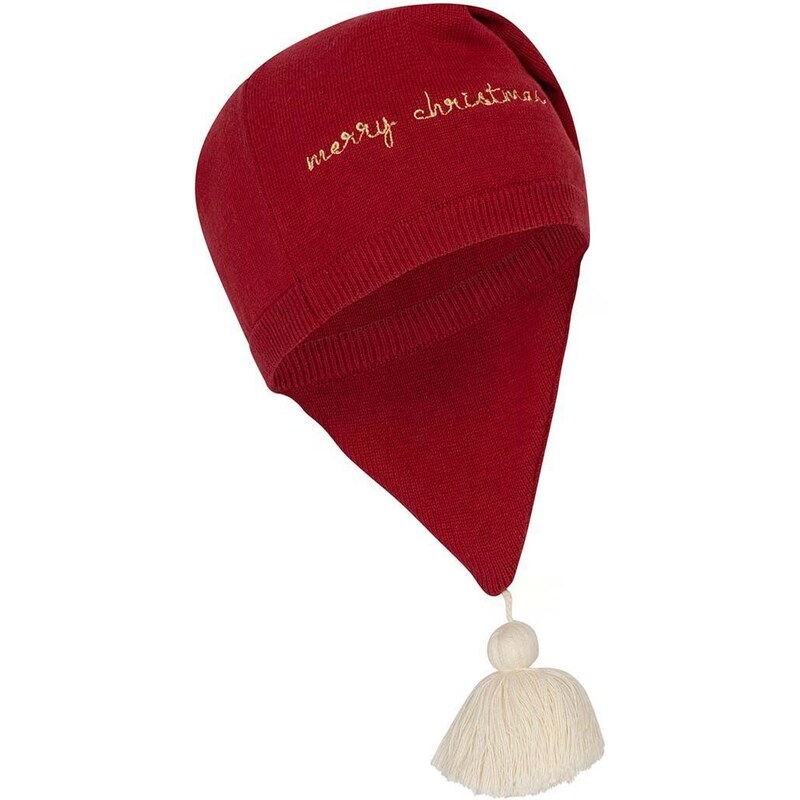 Detská bavlnená čiapka Konges Sløjd červená farba biela, z tenkej pleteniny, bavlnená